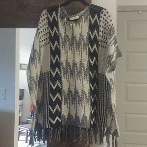 Black and cream Poncho